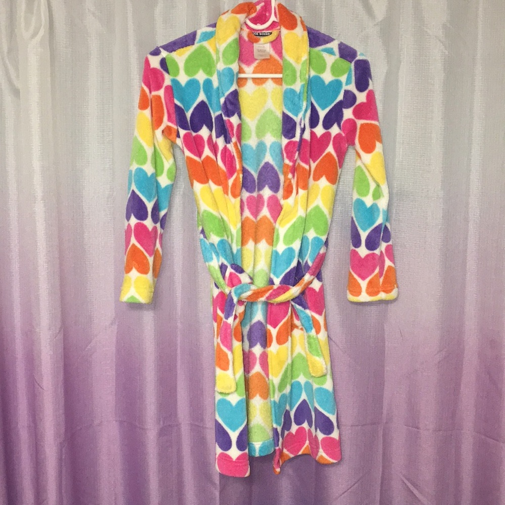 Rainbow Heart Girls Bathrobe Size 7/8 Medium